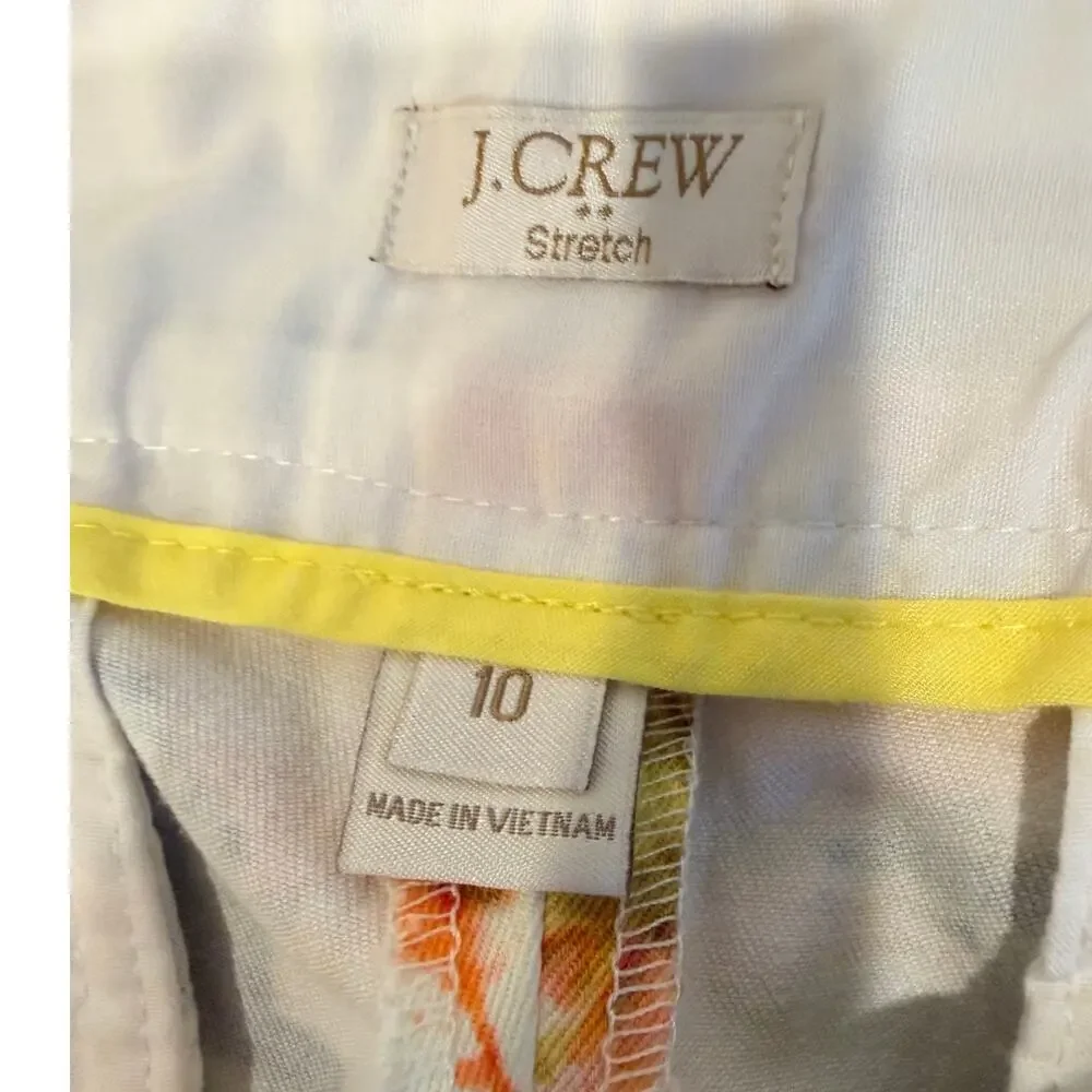 J.Crew Floral Stretch Chino Shorts Size 10 Pink Orange Navy Botanical Summer